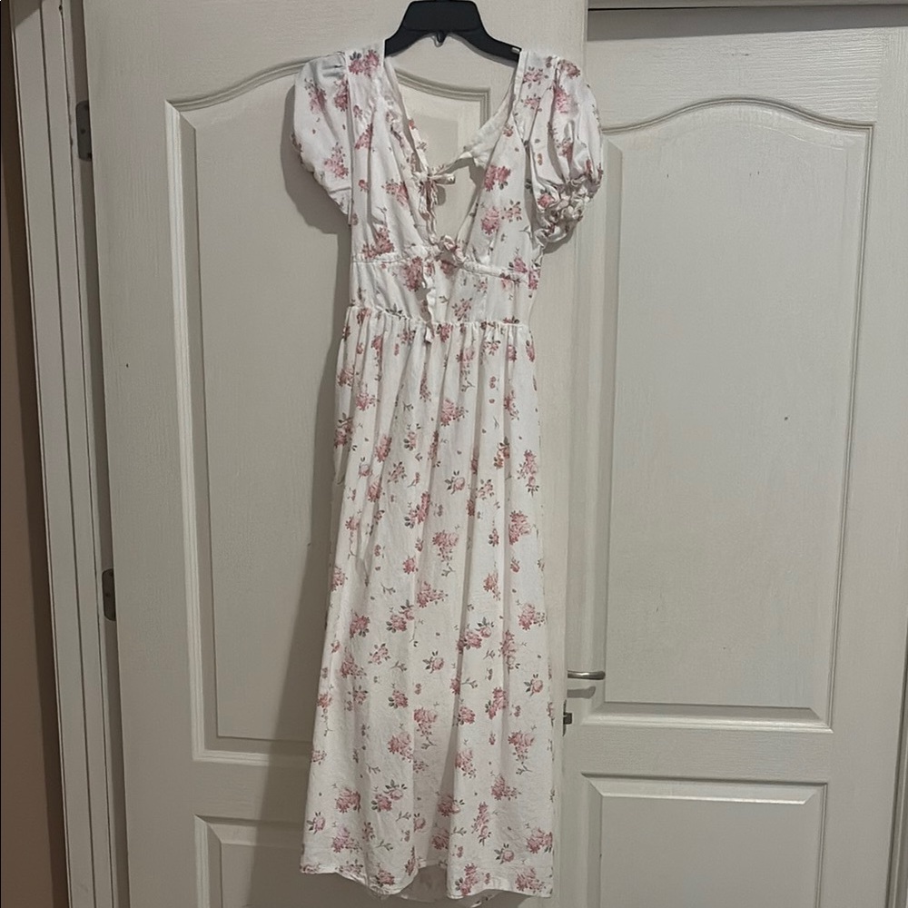 Floral White Midi Dress